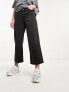 Pimkie high waist exposed button detail wide leg jeans in black