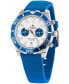 ფოტო #2 პროდუქტის Men's Skipper Dual Time Zone Blue Silicone Strap Watch 44mm, Created for Macy's