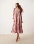 Sister Jane puff sleeve shirred maxi dress in pink check