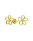 ფოტო #1 პროდუქტის Tiny Petite CZ Accent Dainty14K Yellow Gold Sunflower Daisy Flower Stud Earrings For Women Secure Clutch Screw back