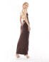 Фото #1 товара 4th & Reckless Tall exclusive cami low back bead detail maxi dress in brown