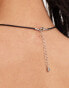 ASOS DESIGN necklace with molten pendant and cord detail in silver tone