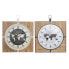Фото #1 товара Настенное часы DKD Home Decor Чёрный Белый Железо Vintage 60 x 4,5 x 60 cm Деревянный MDF Карта Мира (2 штук)