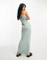 Фото #2 товара ASOS DESIGN draped one shoulder maxi dress in sage