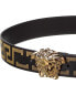 Фото #2 товара Versace Greca La Medusa Canvas & Leather Belt Men's Black 80