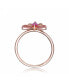 ფოტო #2 პროდუქტის Sterling Silver with Rose Gold Plated Ruby Cubic Zirconia Butterfly Ring