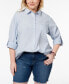 ფოტო #1 პროდუქტის Plus Size Cotton Utility Shirt, Created for Macy's