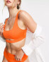 Monki cut out bikini top in bright orange