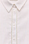 Striped linen blend shirt with lace trim