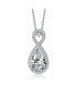 Sterling Silver White Gold Plated Clear Pear with Round Cubic Zirconia Halo Infinity Necklace