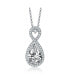 ფოტო #1 პროდუქტის Sterling Silver White Gold Plated Clear Pear with Round Cubic Zirconia Halo Infinity Necklace