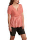 ფოტო #3 პროდუქტის Women's Crochet-Yoke Short-Sleeve Babydoll Top