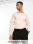 ASOS DESIGN wedding slim sateen shirt with pleated front in pale pink