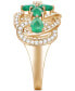 ფოტო #4 პროდუქტის Emerald (2-1/4 ct. t.w.) & Diamond (1/4 ct. t.w.) Flower Openwork Ring in 14k Gold (Also in Ruby & Sapphire)