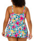 Фото #2 товара Plus Size Surplice V-Neck Skirted One-Piece Swimdress