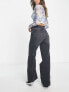 Фото #3 товара Only wide leg jeans with frayed low waist in black