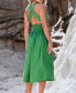 Фото #3 товара Women's Kelly Green Plunging Sleeveless Midi Beach Dress