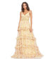 Women's Tiered Floral Chiffon Gown