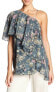 Фото #1 товара Haute Hippie 156373 Women's One Shoulder Ruffle Floral Blouse Sage Green Sz. M