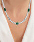Lab-Grown Emerald (1-3/4 ct. t.w.) & Lab-Grown White Sapphire (1-3/8 ct. t.w.) Herringbone 18" Collar Necklace in Sterling Silver (Also in Lab-Grown Blue Sapphire)