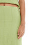 Pieces textured maxi skirt co-ord with slit sides in green