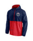 Men's Navy and Red Washington Wizards Anorak Block Party Windbreaker Half-Zip Hoodie Jacket