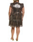 Sea Ny Plus Leopard Sequin Dress Women's Gold 3X