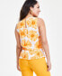Фото #2 товара Блузка для женщин I.N.C. International Concepts Petite Printed Smocked Top, Создано для Macy's