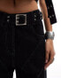 COLLUSION festival belted wide leg skate jeans in black co-ord Черный, W36 - фото #2