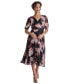 Petite Printed Ruched-Sleeve Tie-Waist Fit & Flare Dress