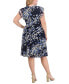 Фото #2 товара Plus Size Printed Flutter-Sleeve Dress