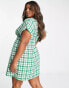 ASOS DESIGN Curve nipped in waist mini dress in green boucle