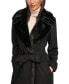 Фото #4 товара Women's Faux-Fur-Trim Maxi Wool Blend Wrap Coat
