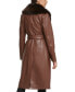 Фото #5 товара Women's Faux-Fur-Trim Faux-Leather Coat