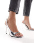 River Island high heel with asymmetric detail in silver Черный, 37 - фото #3