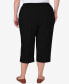 Plus Size Classic Stretch Waist Accord Capri Pants with Button Hem