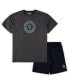 Men's Deep Sea Blue, Heathered Charcoal Seattle Kraken Big and Tall T-shirt and Shorts Sleep Set