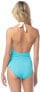 Фото #2 товара Vince Camuto Womens 172098 Deep Sea Halter One Piece Swimsuit Size 14