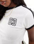 Фото #3 товара Kaiia fitted logo contrast trim baby tee in white