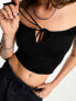 Cotton:On tie front short sleeve crop top black 2XL - фото #5