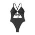 Women's Ribbed Plunge Front Cut Out One Piece Swimsuit - Shade & Shore Black