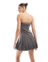 Extro & Vert pinstripe mini bandeau dress in grey