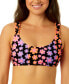 Фото #1 товара Juniors' Foil Print Ruffle Strap Bralette Bikini Top, Created for Macy's