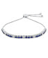 ფოტო #1 პროდუქტის Gemstones 2.2 CTW White Zircon Alternating Created Blue Sapphire Bolo Tennis Bracelet for Women Adjustable 7-8 Inch .925 Sterling Silver