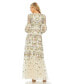 ფოტო #2 პროდუქტის Women's High Neck Floral Embroidered Puff Sleeve Gown