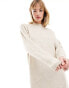 Monki long sleeve oversized midi knitted dress in off white