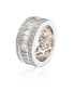 Suzy Levian Sterling Silver Cubic Zirconia White Baguette Modern Eternity Band Ring
