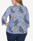 ფოტო #2 პროდუქტის Plus Size Printed Essentials 3/4 Sleeve Top