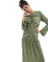 Фото #4 товара ASOS DESIGN ruched front maxi dress in khaki