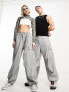 Weekday Unisex parachute baggy trousers in grey exclusive to ASOS